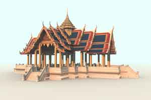 จำลองวัดไทย ศาลา 3D Model โมเดล