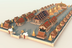 วัดพระศรีสรรเพชญ์ 3D Model แบบ3 จำลองโมเดลกราฟริก