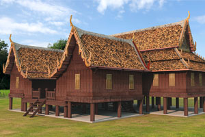 ศาลาไทย เรือนไทย ศาลาการเปรียญ 3D Model ภาพกราฟิก 3มิติ