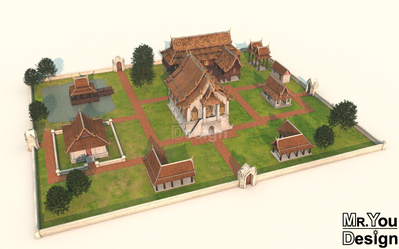 พระตำหนักคำหยาด ภาพกราฟิก โมเดล 3มิติ 3D Model