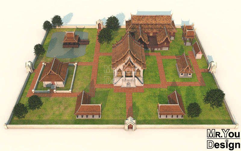 พระตำหนักคำหยาด ภาพกราฟิก โมเดล 3มิติ 3D Model