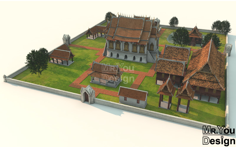 พระตำหนักคำหยาด ภาพกราฟิก โมเดล 3มิติ 3D Model