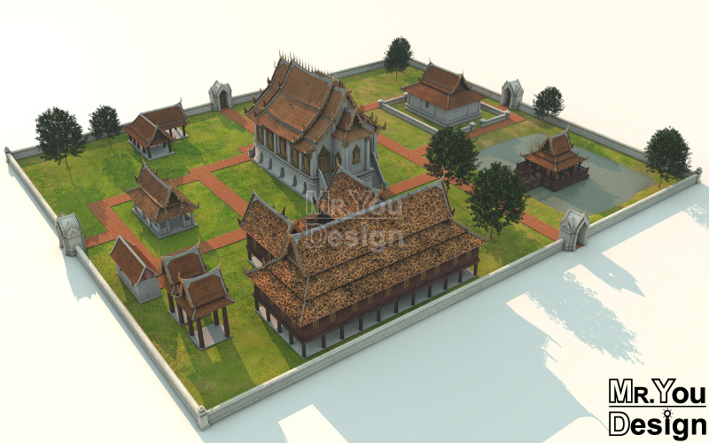 พระตำหนักคำหยาด ภาพกราฟิก โมเดล 3มิติ 3D Model