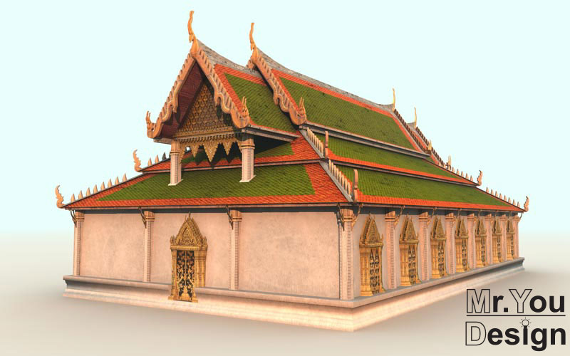 จำลองวัดไทย 3D Model Thai temple 3D โมเดล