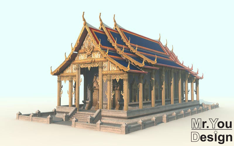 จำลองวัดไทย 3D Model Thai temple 3D โมเดล