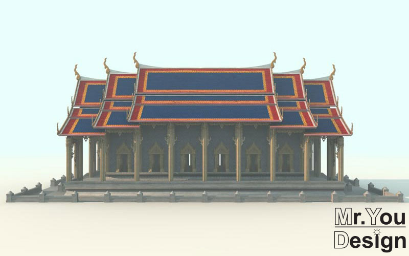 จำลองวัดไทย 3D Model Thai temple 3D โมเดล