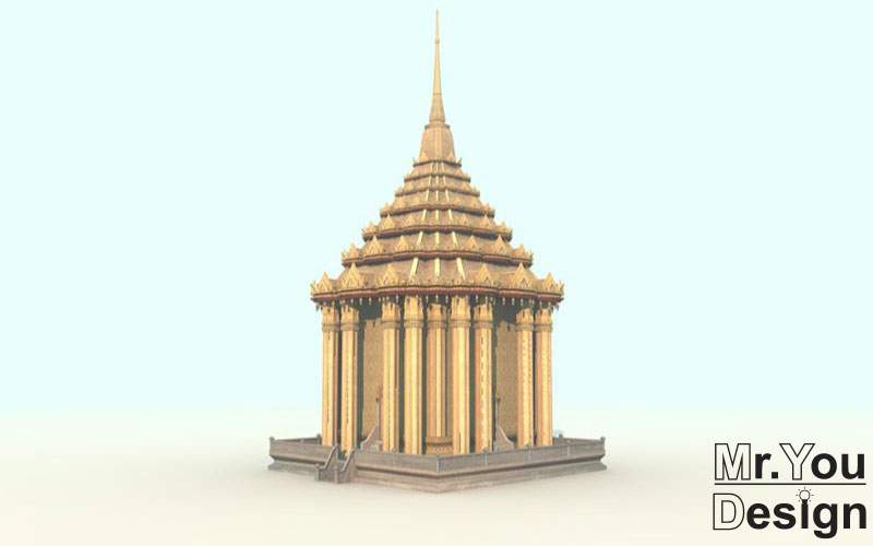 จำลองมณฑปปราสาท 3D Model Thai temple 3D โมเดล