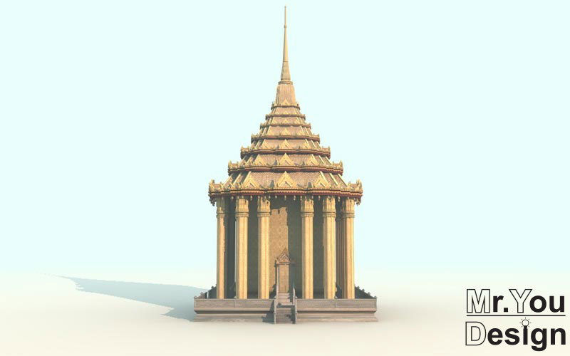 จำลองมณฑปปราสาท 3D Model Thai temple 3D โมเดล