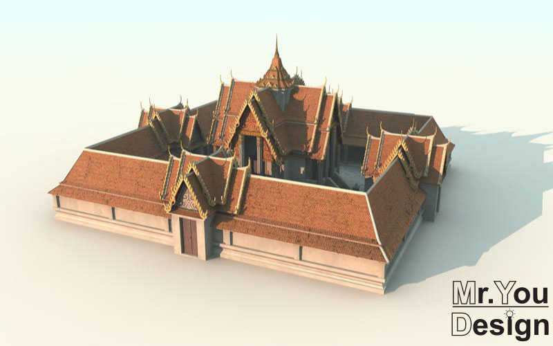 จำลองวัดไทย 3D Model Thai temple 3D โมเดล