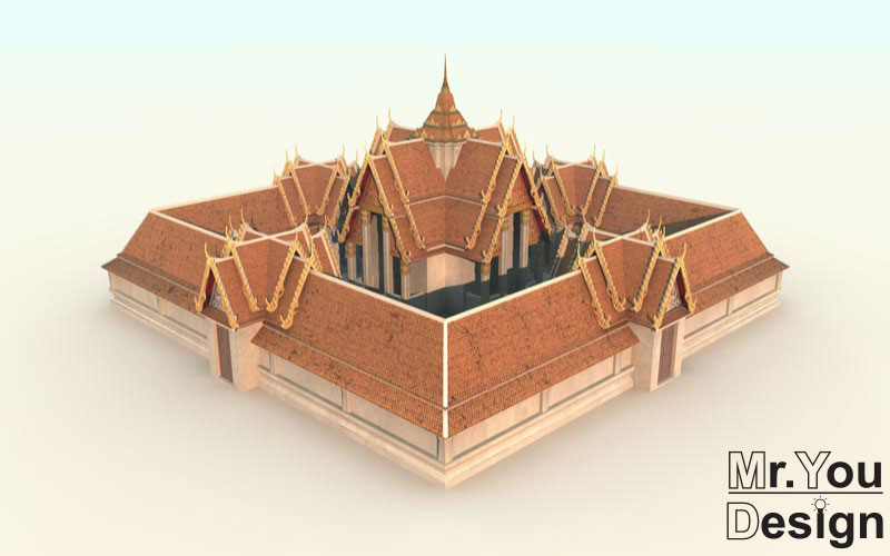 จำลองวัดไทย 3D Model Thai temple 3D โมเดล