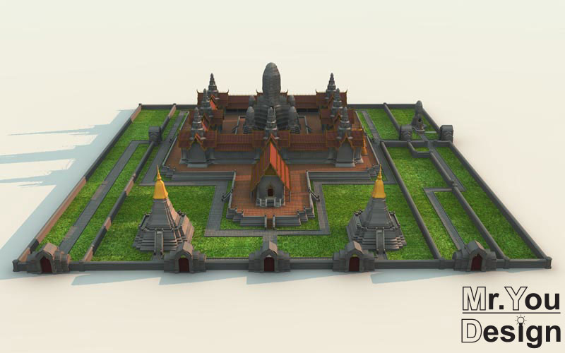 วัดไชยวัฒนาราม 3D Model Thai temple 3D โมเดล