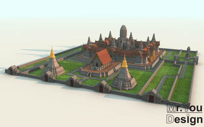 วัดไชยวัฒนาราม 3D Model Thai temple 3D โมเดล