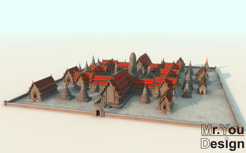 วัดพระราม 3D Model Thai temple 3D โมเดล