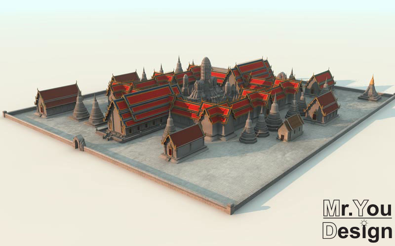 วัดพระราม 3D Model Thai temple 3D โมเดล