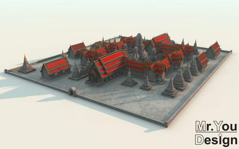 วัดพระราม 3D Model Thai temple 3D โมเดล