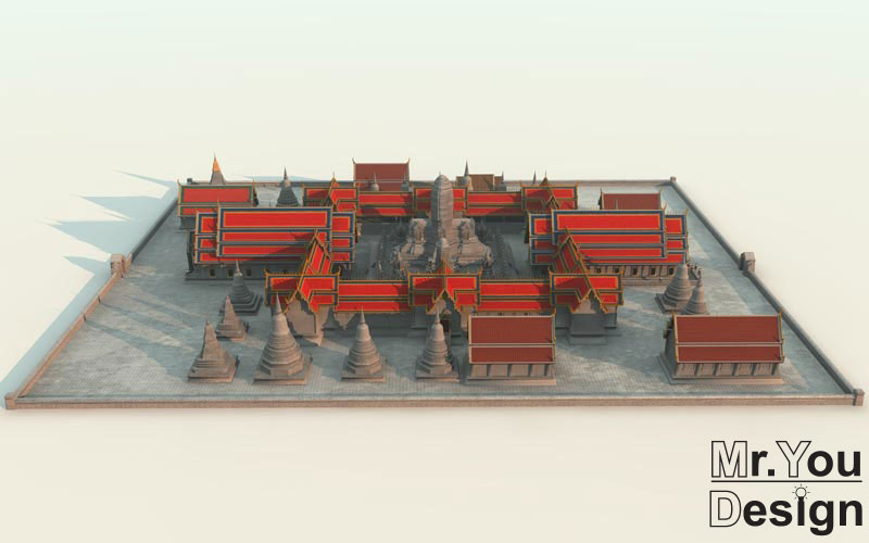 วัดพระราม 3D Model Thai temple 3D โมเดล