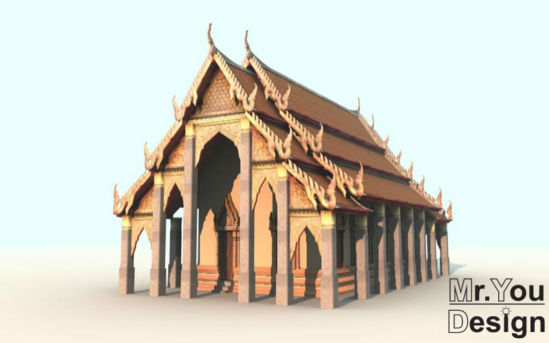 จำลองวัดไทย 3D Model Thai temple 3D โมเดล